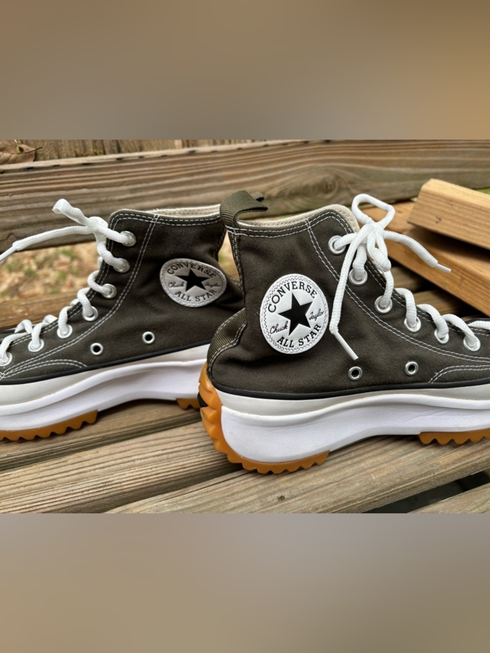 Converse Run Star hike High Sneakers in khaki cargo NWOB 6M 7.5W - Picture 3 of 8